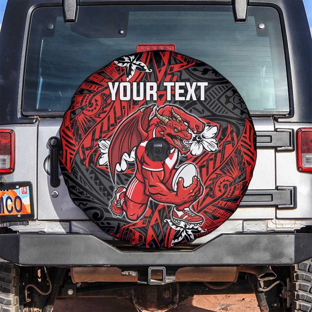 Personalised St. George Illawarra Dragons Spare Tire Cover Polynesian Tribal Pattern With Rugby Dragon Mascot Art