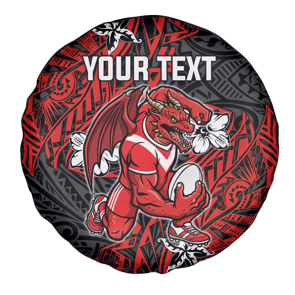 Personalised St. George Illawarra Dragons Spare Tire Cover Polynesian Tribal Pattern With Rugby Dragon Mascot Art