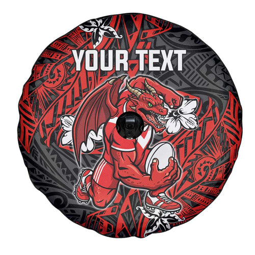 Personalised St. George Illawarra Dragons Spare Tire Cover Polynesian Tribal Pattern With Rugby Dragon Mascot Art
