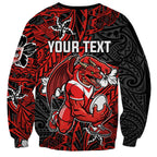 Personalised St. George Illawarra Dragons Sweatshirt Polynesian Tribal Pattern With Rugby Dragon Mascot Art