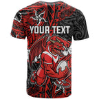 Personalised St. George Illawarra Dragons T Shirt Polynesian Tribal Pattern With Rugby Dragon Mascot Art