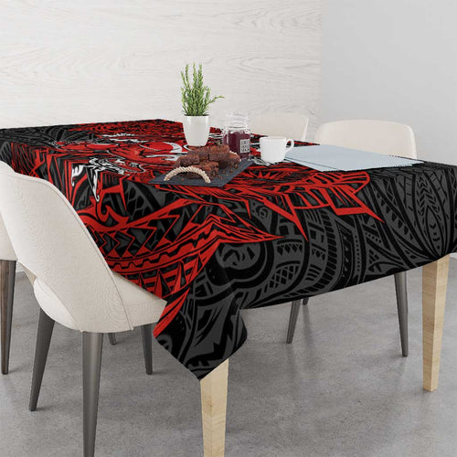 Personalised St. George Illawarra Dragons Tablecloth Polynesian Tribal Pattern With Rugby Dragon Mascot Art
