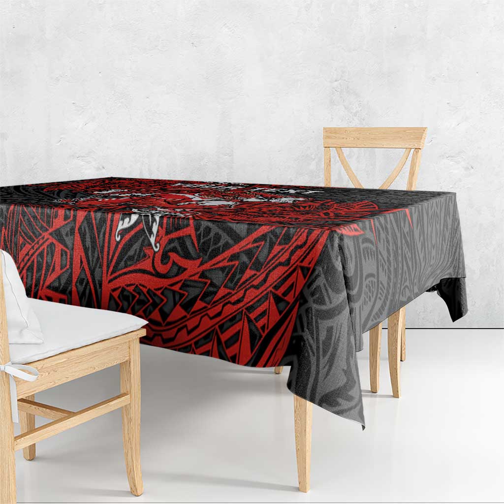 Personalised St. George Illawarra Dragons Tablecloth Polynesian Tribal Pattern With Rugby Dragon Mascot Art