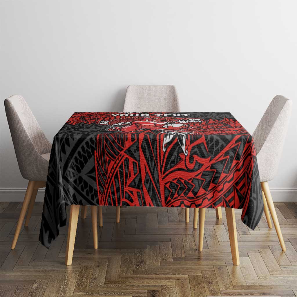 Personalised St. George Illawarra Dragons Tablecloth Polynesian Tribal Pattern With Rugby Dragon Mascot Art