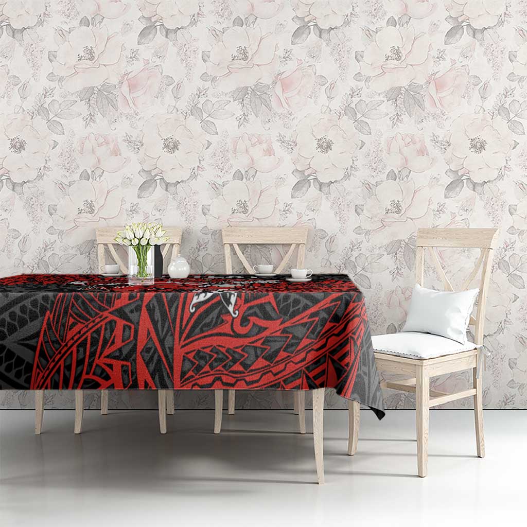 Personalised St. George Illawarra Dragons Tablecloth Polynesian Tribal Pattern With Rugby Dragon Mascot Art