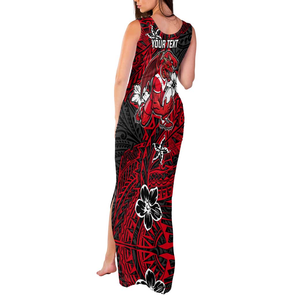 Personalised St. George Illawarra Dragons Tank Maxi Dress Polynesian Tribal Pattern With Rugby Dragon Mascot Art