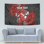 Personalised St. George Illawarra Dragons Tapestry Polynesian Tribal Pattern With Rugby Dragon Mascot Art