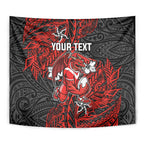 Personalised St. George Illawarra Dragons Tapestry Polynesian Tribal Pattern With Rugby Dragon Mascot Art