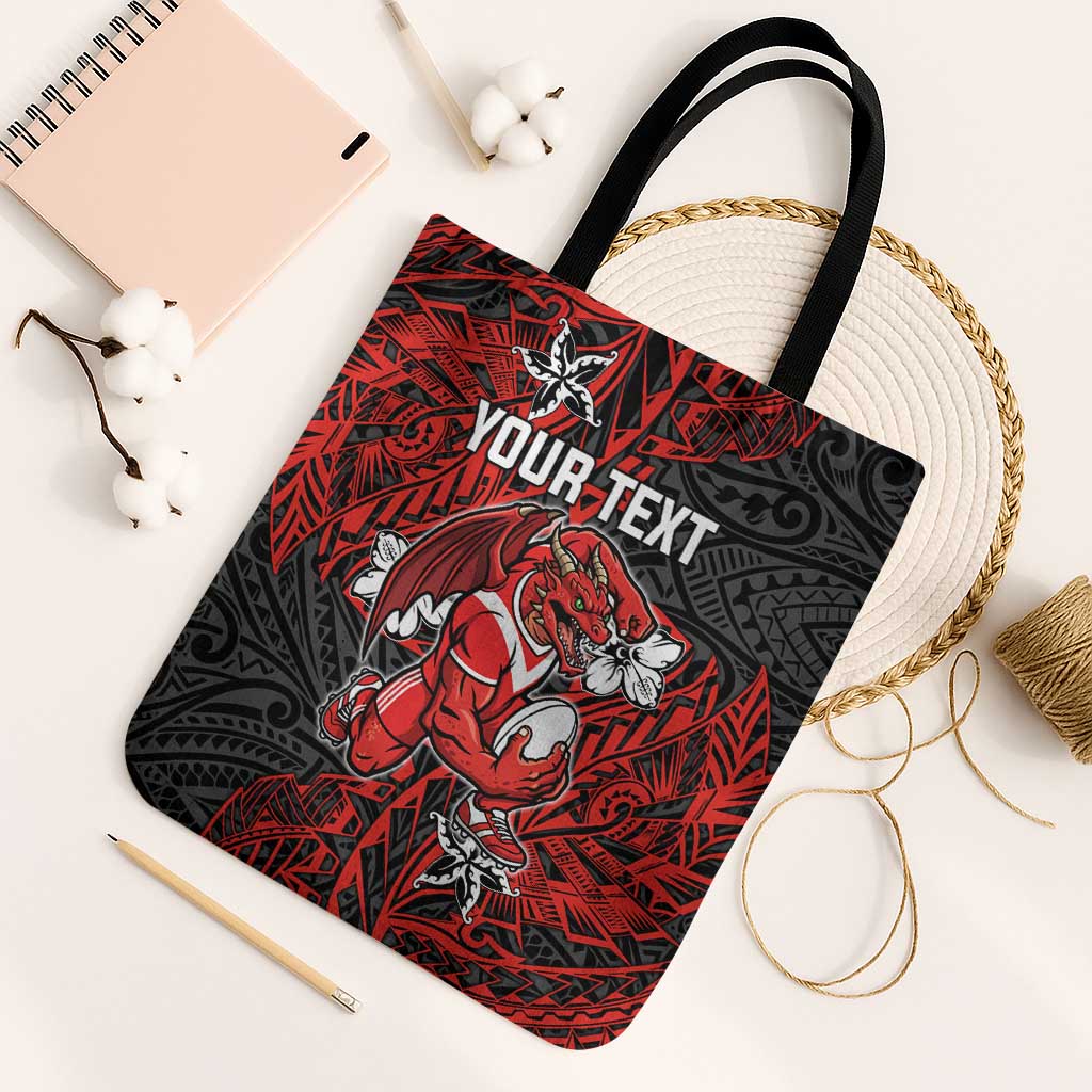 Personalised St. George Illawarra Dragons Tote Bag Polynesian Tribal Pattern With Rugby Dragon Mascot Art