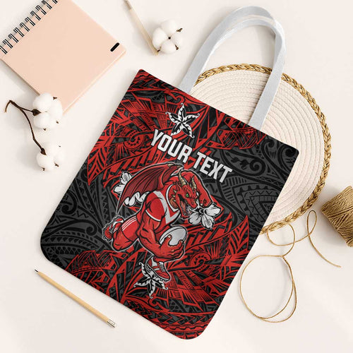Personalised St. George Illawarra Dragons Tote Bag Polynesian Tribal Pattern With Rugby Dragon Mascot Art