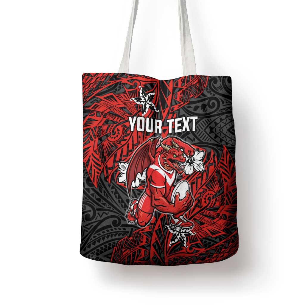 Personalised St. George Illawarra Dragons Tote Bag Polynesian Tribal Pattern With Rugby Dragon Mascot Art