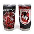 Personalised St. George Illawarra Dragons Tumbler Cup Polynesian Tribal Pattern With Rugby Dragon Mascot Art