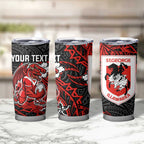 Personalised St. George Illawarra Dragons Tumbler Cup Polynesian Tribal Pattern With Rugby Dragon Mascot Art