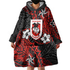 Personalised St. George Illawarra Dragons Wearable Blanket Hoodie Polynesian Tribal Pattern With Rugby Dragon Mascot Art