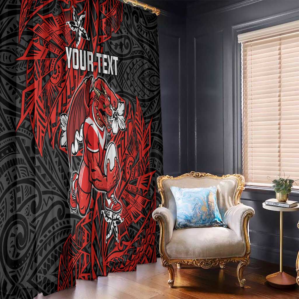 Personalised St. George Illawarra Dragons Window Curtain Polynesian Tribal Pattern With Rugby Dragon Mascot Art