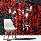 Personalised St. George Illawarra Dragons Window Curtain Polynesian Tribal Pattern With Rugby Dragon Mascot Art