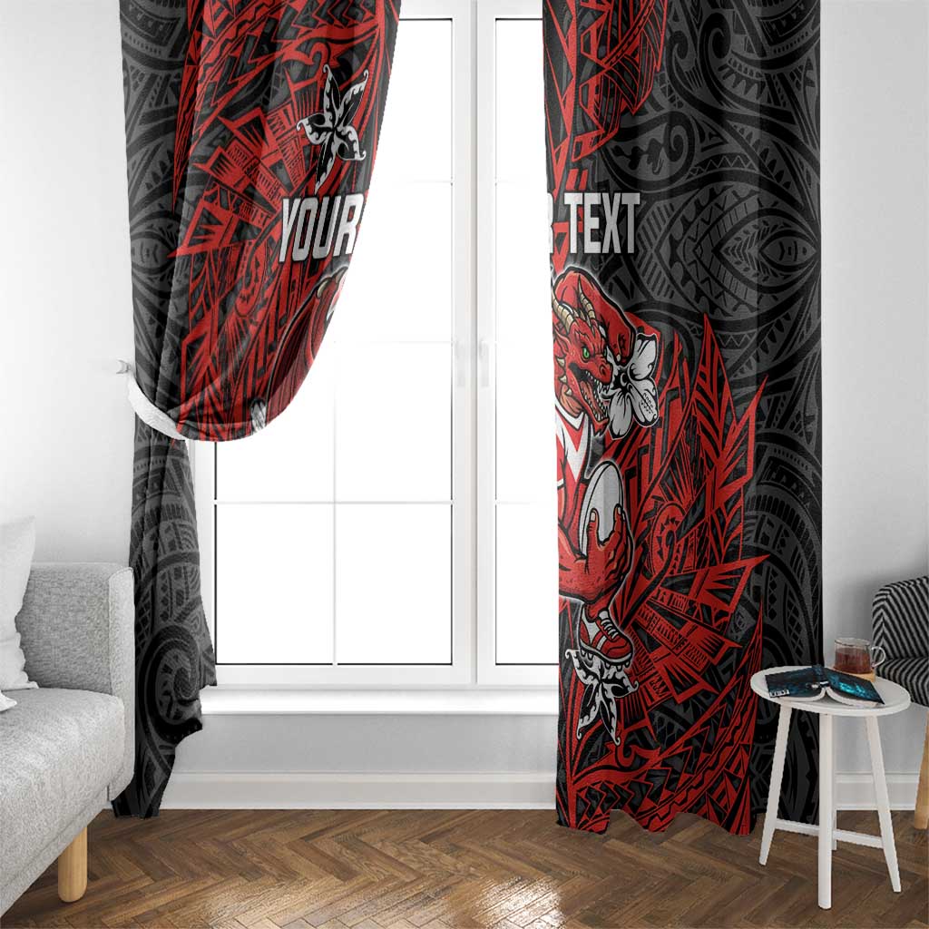 Personalised St. George Illawarra Dragons Window Curtain Polynesian Tribal Pattern With Rugby Dragon Mascot Art