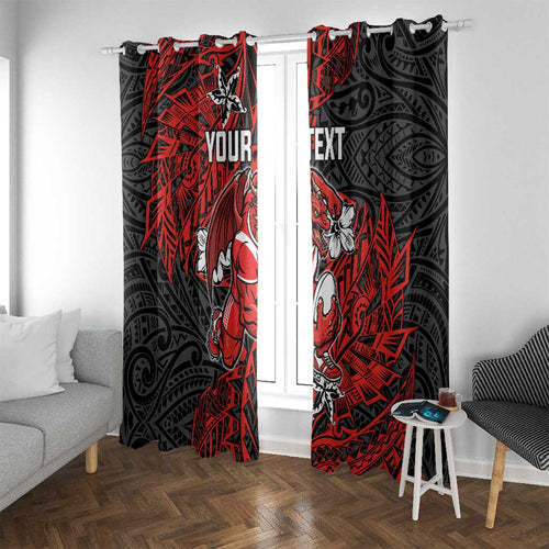 Personalised St. George Illawarra Dragons Window Curtain Polynesian Tribal Pattern With Rugby Dragon Mascot Art