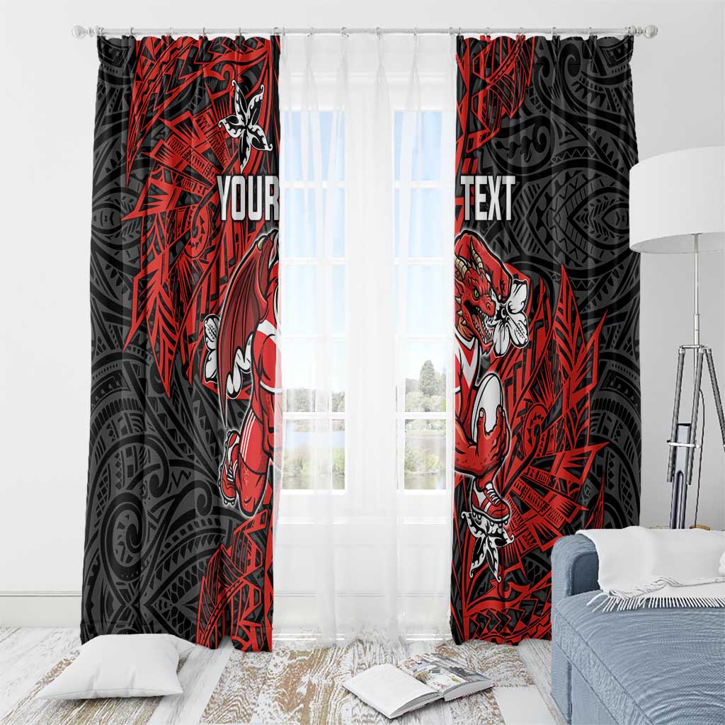 Personalised St. George Illawarra Dragons Window Curtain Polynesian Tribal Pattern With Rugby Dragon Mascot Art