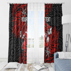 Personalised St. George Illawarra Dragons Window Curtain Polynesian Tribal Pattern With Rugby Dragon Mascot Art