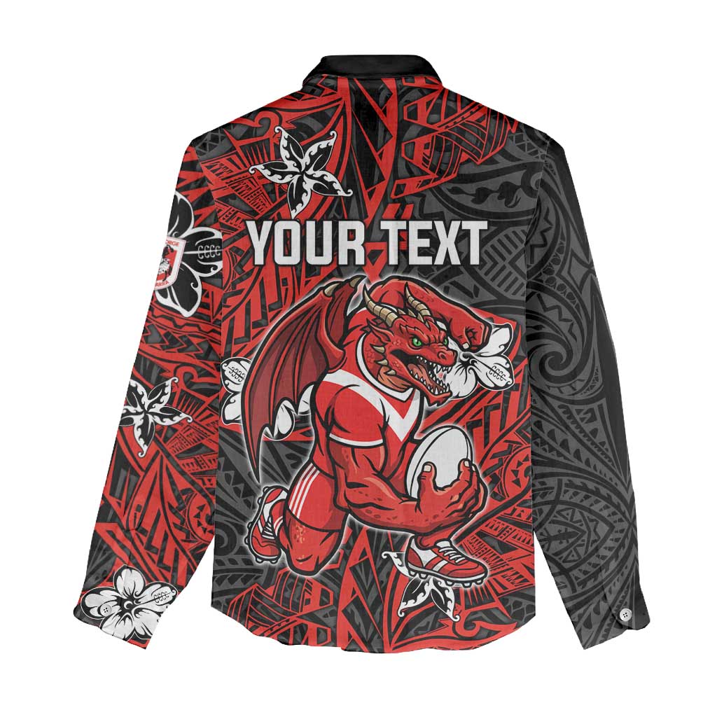 Personalised St. George Illawarra Dragons Women Casual Shirt Polynesian Tribal Pattern With Rugby Dragon Mascot Art