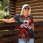 Personalised St. George Illawarra Dragons Women Polo Shirt Polynesian Tribal Pattern With Rugby Dragon Mascot Art