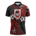 Personalised St. George Illawarra Dragons Zipper Polo Shirt Polynesian Tribal Pattern With Rugby Dragon Mascot Art