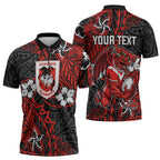 Personalised St. George Illawarra Dragons Zipper Polo Shirt Polynesian Tribal Pattern With Rugby Dragon Mascot Art