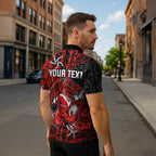 Personalised St. George Illawarra Dragons Zipper Polo Shirt Polynesian Tribal Pattern With Rugby Dragon Mascot Art