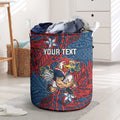 Personalised Sydney Roosters Laundry Basket Polynesian Tribal Pattern With Rugby Rooster Mascot Art