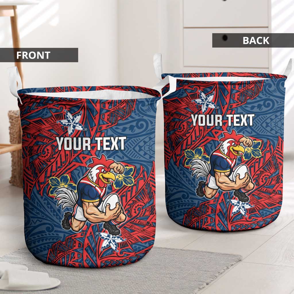 Personalised Sydney Roosters Laundry Basket Polynesian Tribal Pattern With Rugby Rooster Mascot Art