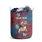 Personalised Sydney Roosters Laundry Basket Polynesian Tribal Pattern With Rugby Rooster Mascot Art
