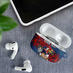 Personalised Sydney Roosters AirPods Case Polynesian Tribal Pattern With Rugby Rooster Mascot Art