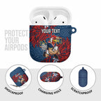 Personalised Sydney Roosters AirPods Case Polynesian Tribal Pattern With Rugby Rooster Mascot Art