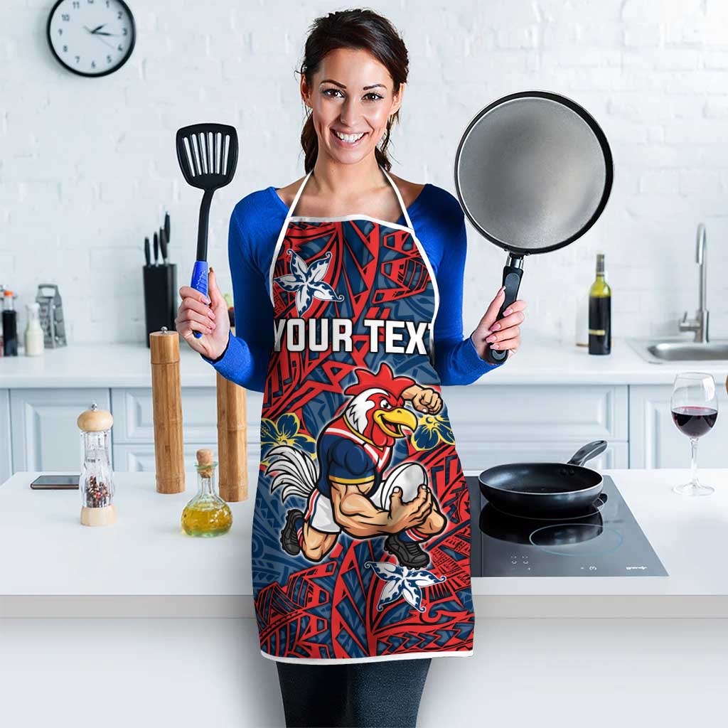 Personalised Sydney Roosters Apron Polynesian Tribal Pattern With Rugby Rooster Mascot Art