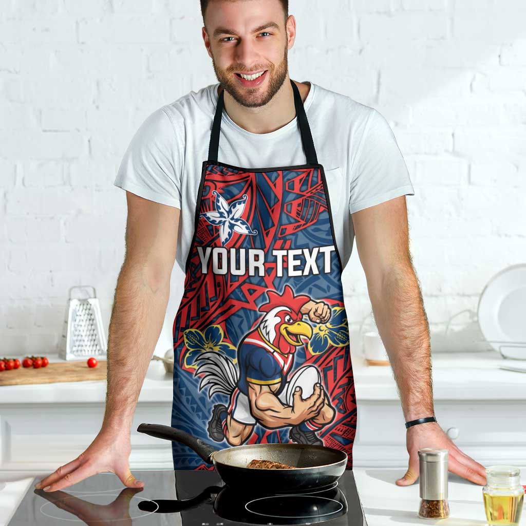 Personalised Sydney Roosters Apron Polynesian Tribal Pattern With Rugby Rooster Mascot Art