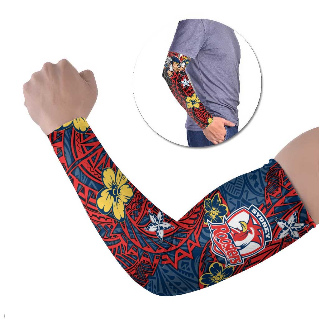 Personalised Sydney Roosters Arm Sleeves Polynesian Tribal Pattern With Rugby Rooster Mascot Art