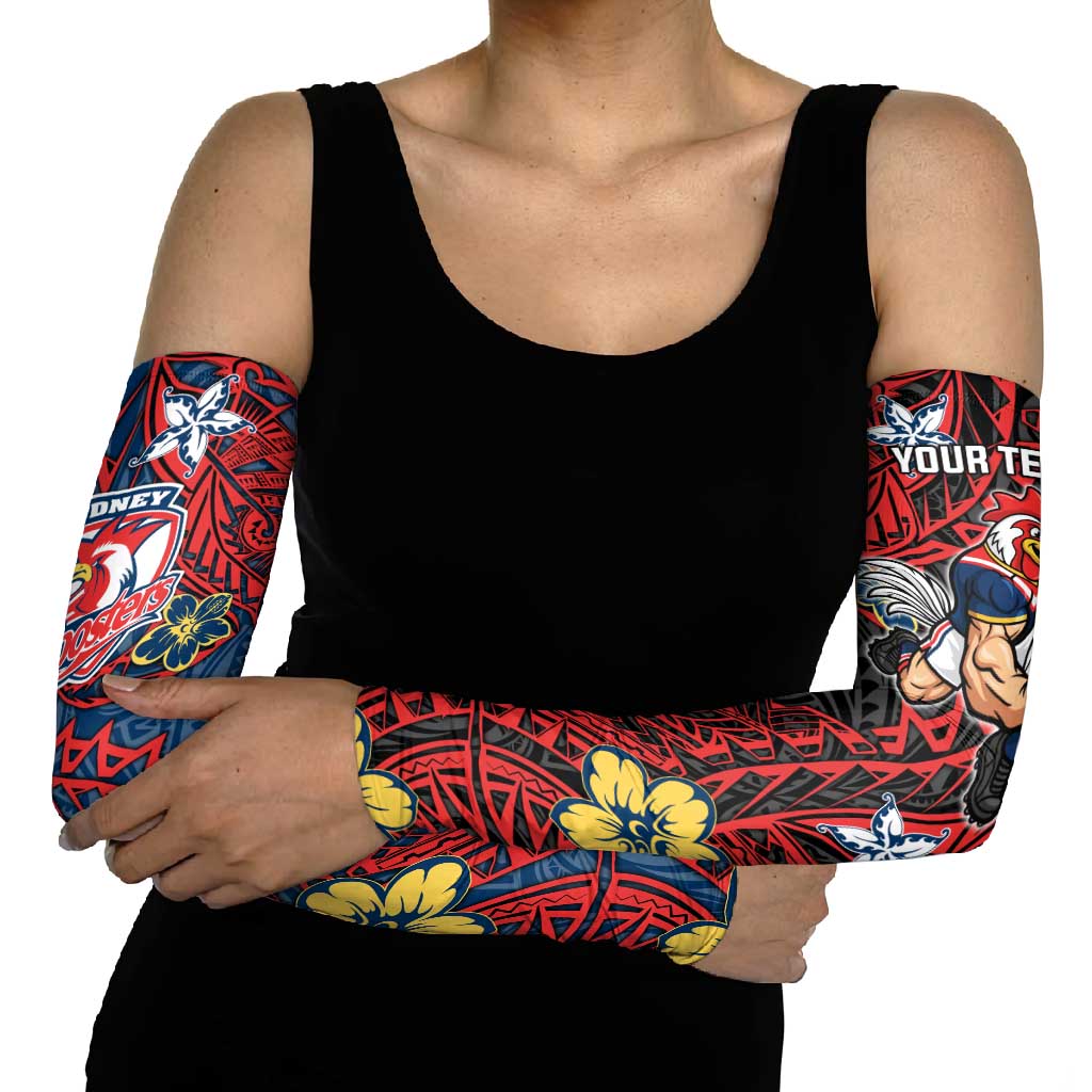 Personalised Sydney Roosters Arm Sleeves Polynesian Tribal Pattern With Rugby Rooster Mascot Art