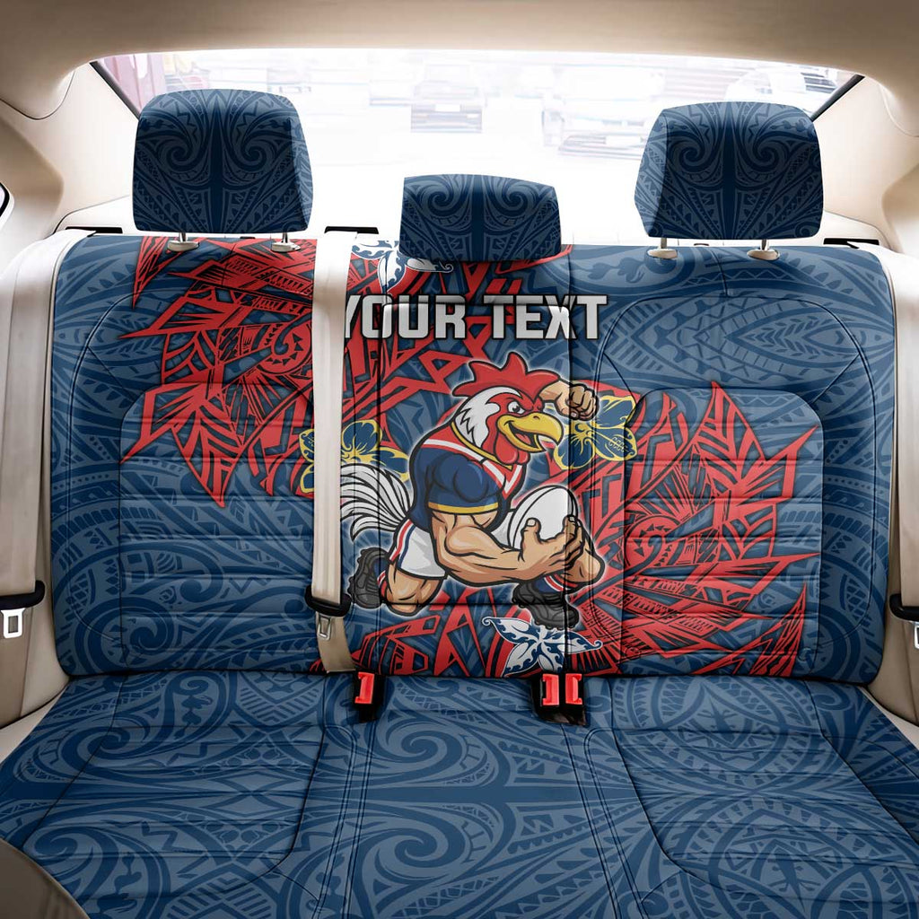 Personalised Sydney Roosters Back Car Seat Cover Polynesian Tribal Pattern With Rugby Rooster Mascot Art