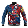 Personalised Sydney Roosters Baseball Jacket Polynesian Tribal Pattern With Rugby Rooster Mascot Art