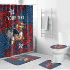 Personalised Sydney Roosters Bathroom Set Polynesian Tribal Pattern With Rugby Rooster Mascot Art
