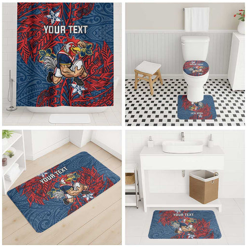 Personalised Sydney Roosters Bathroom Set Polynesian Tribal Pattern With Rugby Rooster Mascot Art