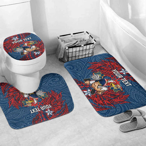 Personalised Sydney Roosters Bathroom Set Polynesian Tribal Pattern With Rugby Rooster Mascot Art