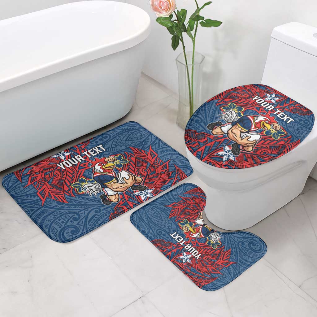 Personalised Sydney Roosters Bathroom Set Polynesian Tribal Pattern With Rugby Rooster Mascot Art