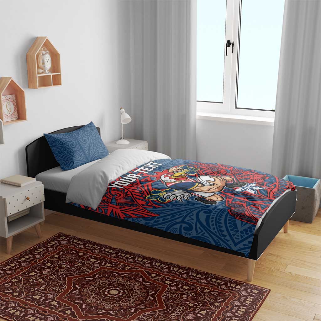 Personalised Sydney Roosters Bedding Set Polynesian Tribal Pattern With Rugby Rooster Mascot Art