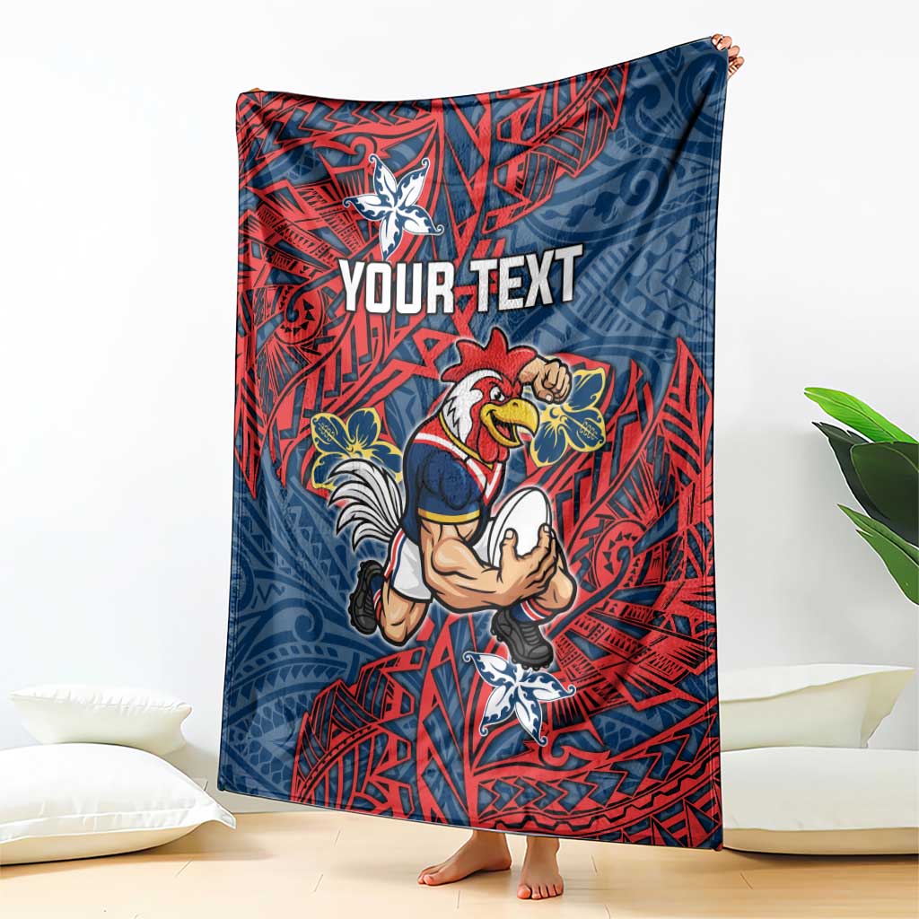 Personalised Sydney Roosters Blanket Polynesian Tribal Pattern With Rugby Rooster Mascot Art