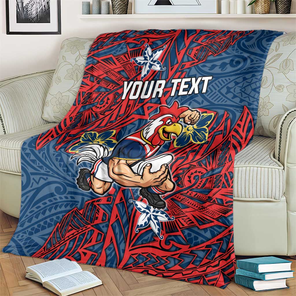 Personalised Sydney Roosters Blanket Polynesian Tribal Pattern With Rugby Rooster Mascot Art