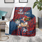 Personalised Sydney Roosters Blanket Polynesian Tribal Pattern With Rugby Rooster Mascot Art