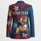 Personalised Sydney Roosters Blazer Polynesian Tribal Pattern With Rugby Rooster Mascot Art