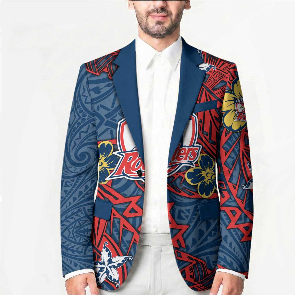 Personalised Sydney Roosters Blazer Polynesian Tribal Pattern With Rugby Rooster Mascot Art